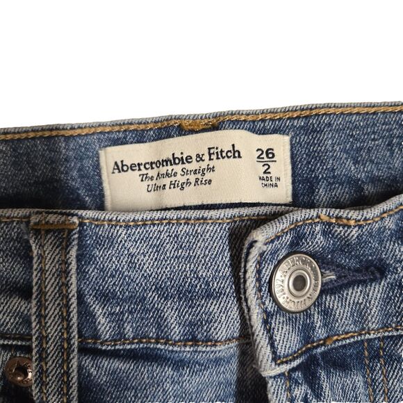 Abercrombie & Fitch Ankle Straight Ultra High Rise Womens Size 26/2 Med Wash - Picture 5 of 7